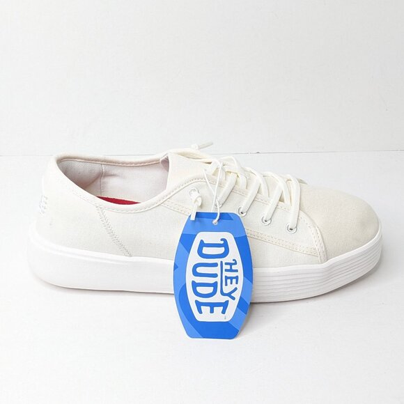 Hey Dude Cody Canvas Casual Shoes, White, Men\'s 8 M